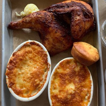 Fenton Fire Hall - Smoked half chicken with double Mac and cheese sides to share. - New American Near Me - Fenton, Michigan Fenton Fire Hall - Smoked half chicken with double Mac and cheese sides to share. - New American Near Me - Fenton, Michigan