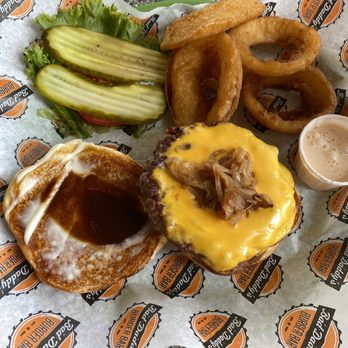 Bad Daddy's Burger Bar - Steak Burger w/ Onion Rings - Burgers Near Me - Madison, Alabama Bad Daddy's Burger Bar - Steak Burger w/ Onion Rings - Burgers Near Me - Madison, Alabama