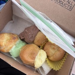 Napoleon's Cremepuffery - Chocolate, pistachio, vanilla cream puffs