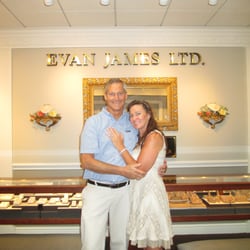 Evan James Ltd Diamond Jewelers & Goldsmiths - This happy couple, has been together for over 20 years. He recently proposed in the store, after finding her dream ring, here.