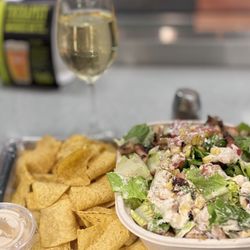 The Tipping Point - Grilled Chicken Salad-cold and a good glass of wine