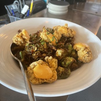 Field & Tides - Brussels Sprouts with Fried Oysters - Southern Near Me - Houston, Texas Field & Tides - Brussels Sprouts with Fried Oysters - Southern Near Me - Houston, Texas