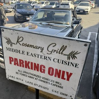 Rosemary Grill - There are two reserved parking spots right in front. - Mediterranean Near Me - Los Angeles, California