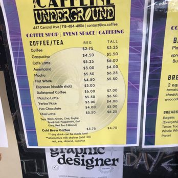 Caffeine Underground - Coffee menu February 2022 - Coffee & Tea Near Me - Brooklyn, New York