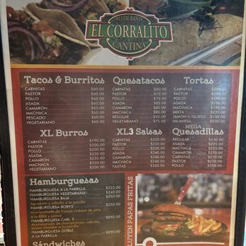 El Corralito - Menu as of 11/7/2024. - Spanish Near Me - Ensenada, BCN El Corralito - Menu as of 11/7/2024. - Spanish Near Me - Ensenada, BCN