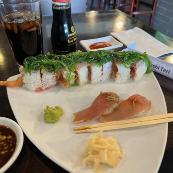 Sushi Teri - Sakura Roll and Albacore Nigiri - Japanese Near Me - Goleta, California Sushi Teri - Sakura Roll and Albacore Nigiri - Japanese Near Me - Goleta, California