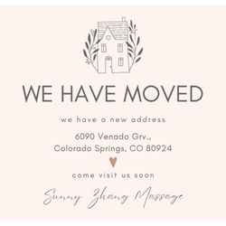Sunny Zhang Massage - New Address Starting March 2024