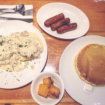 From Scratch Restaurant - Side of biscuits and gravy, side of sausage, single pancake, side of cheesy grits - Breakfast & Brunch Near Me - Carmel, California From Scratch Restaurant - Side of biscuits and gravy, side of sausage, single pancake, side of cheesy grits - Breakfast & Brunch Near Me - Carmel, California