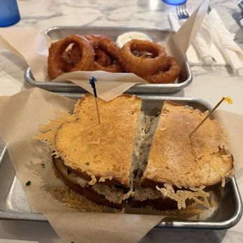 H Brothers - Tuna melt with onion rings. (Obviously) The crispy melted cheese on the outside was a good touch. - Comfort Food Near Me - Escondido, California H Brothers - Tuna melt with onion rings. (Obviously) The crispy melted cheese on the outside was a good touch. - Comfort Food Near Me - Escondido, California
