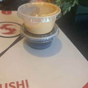 Sushi at the Park - 1 gluten free soy sauce and a 1/2 of container of spicy mayo - Sushi Bars Near Me - Cary, North Carolina Sushi at the Park - 1 gluten free soy sauce and a 1/2 of container of spicy mayo - Sushi Bars Near Me - Cary, North Carolina