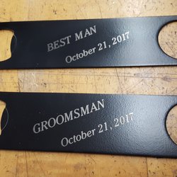 Bartender's opener engraved for wedding party.