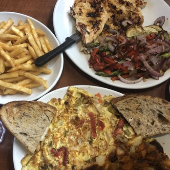 State Street Cafe - Lemon grilled Chicken with grilled veggies and chicken and asparagus omelet. - Salad Near Me - North Haven, Connecticut State Street Cafe - Lemon grilled Chicken with grilled veggies and chicken and asparagus omelet. - Salad Near Me - North Haven, Connecticut