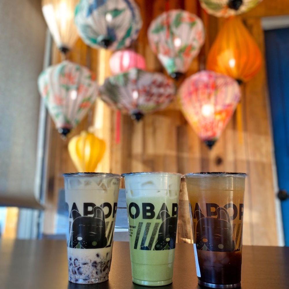 BoBaPOP Tea Bar - Left to right: Tie Guan Yin Premium Tea, Tokyo Pistachio Matcha with Milk Foam, & Kumquat Winter Melon - Coffee & Tea Near Me - San Gabriel, California BoBaPOP Tea Bar - Left to right: Tie Guan Yin Premium Tea, Tokyo Pistachio Matcha with Milk Foam, & Kumquat Winter Melon - Coffee & Tea Near Me - San Gabriel, California