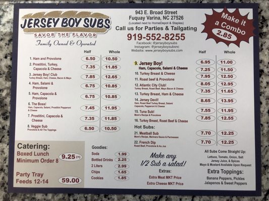 Menu photo 1 Jersey Boy Subs Fuquay-Varina, NC