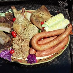 Smoke Shack BBQ - Smoked meats catering display.