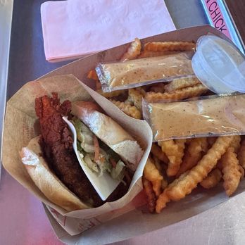 Main Chick Hot Chicken - MC Sandwich MC Sauce Seasoned Crinkle Fries - New American Near Me - San Diego, California