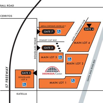 Anaheim Ducks - Parking map at the Honda Center. - Professional Sports Teams Near Me - Anaheim, California