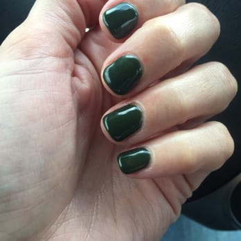 Mandara Nail Spa - #107 Dark Green. Nice alternative for a winter color! Looks darker in room lighting and more Emerald in natural lighting. - Nail Salons Near Me - Dublin, California