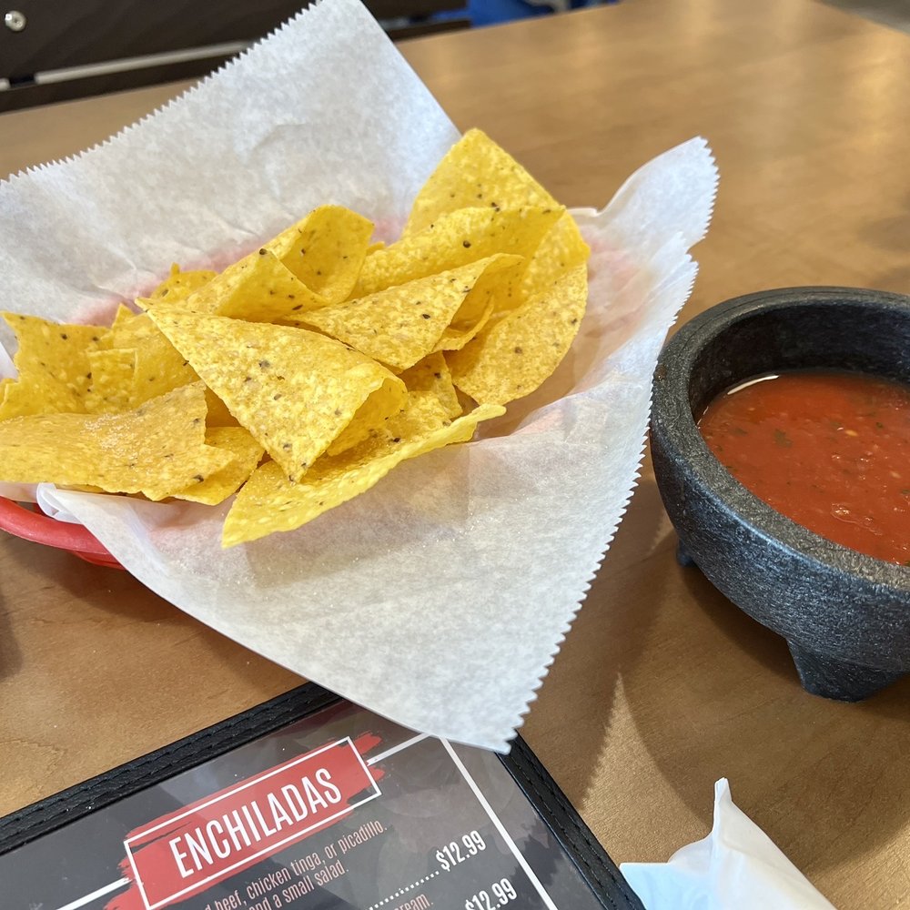 Delicious salsa, they brought a second and more chips with no hesitation. What a delight. Splashed it all over beans, rice and taco.
