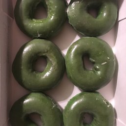 They had St. Patrick's Day hot and ready green donuts! They had St. Patrick's Day hot and ready green donuts!