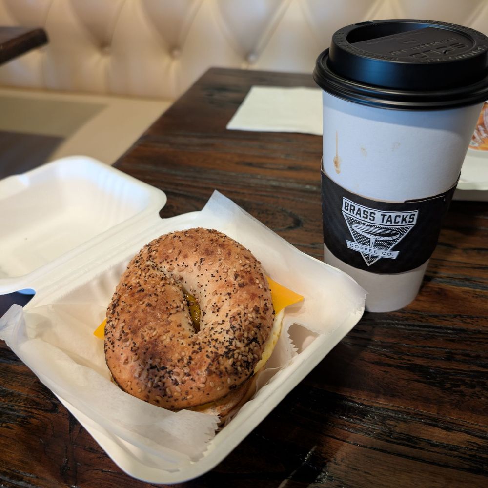 Farmhouse Bagel with a Tagalong Latte Farmhouse Bagel with a Tagalong Latte