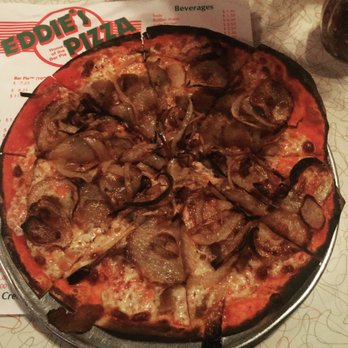 Eddie's Pizza - Sautéed onions on bar pie - Pizza Near Me - New Hyde Park, New York