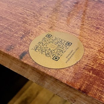 Cask Strength Bar and Kitchen - Q code menu on table - Cocktail Bars Near Me - Bakersfield, California