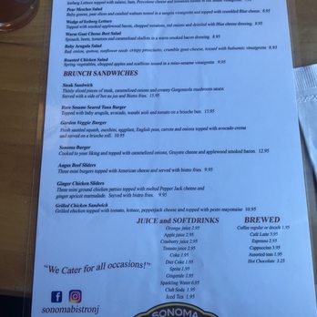 Sonoma Bistro - Brunch menu - Breakfast & Brunch Near Me - Rutherford, New Jersey
