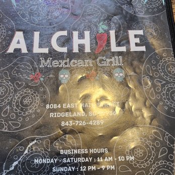 Alchile Mexican Grill - Menu - Mexican Near Me - Ridgeland, South Carolina Alchile Mexican Grill - Menu - Mexican Near Me - Ridgeland, South Carolina