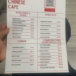 Star Chinese Cafe - Menu the front