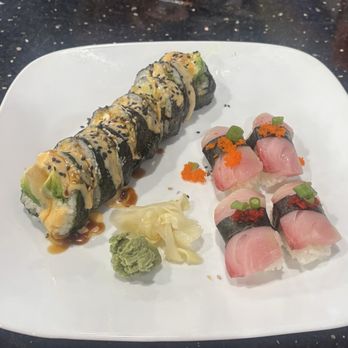 On A Roll Sushi - Downtown roll (requested it not to be fried) and yellowtail Nigiri - Sushi Bars Near Me - Tampa, Florida On A Roll Sushi - Downtown roll (requested it not to be fried) and yellowtail Nigiri - Sushi Bars Near Me - Tampa, Florida