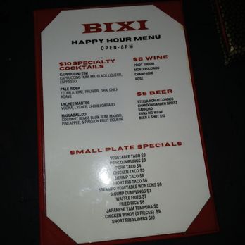 Bixi - Happy hour menu - Cocktail Bars Near Me - New York, New York