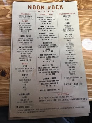 Menu photo 5 Noon Rock Pizza Dubois, WY