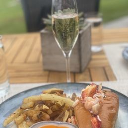 Lobster roll and champagne lunch Lobster roll and champagne lunch