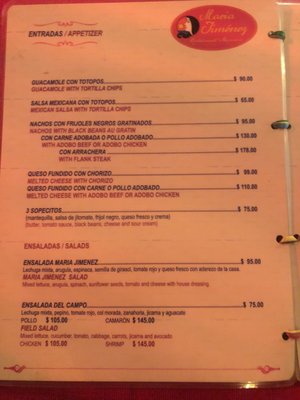 Menu photo 2 María Jiménez Cabo San Lucas, BCS