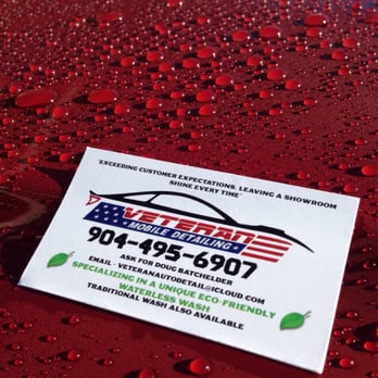 Veteran Mobile Auto Detail - Our business card on a beautifully waxed hood. - Auto Detailing Near Me - Orange Park, Florida Veteran Mobile Auto Detail - Our business card on a beautifully waxed hood. - Auto Detailing Near Me - Orange Park, Florida