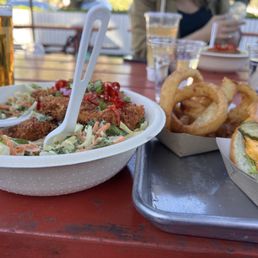Vietnamese Chicken Salad, Onion Rings, Cheeseburger Vietnamese Chicken Salad, Onion Rings, Cheeseburger