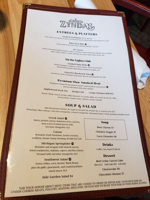 Menu photo 4 Zynda's Williamston, MI