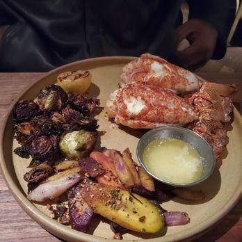 King's Fish House - Carlsbad - Lobster tails with brusselsprouts and roasted rainbow carrots with hazelnuts - Seafood Near Me - Carlsbad, California King's Fish House - Carlsbad - Lobster tails with brusselsprouts and roasted rainbow carrots with hazelnuts - Seafood Near Me - Carlsbad, California