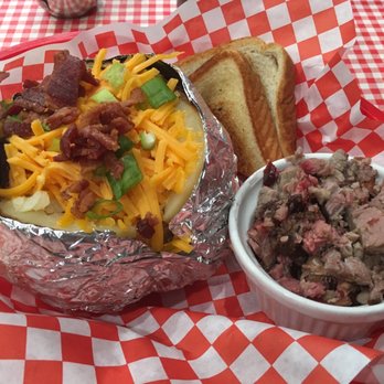 Sammy Lou's Home Cooking & BBQ - Loaded Baked Potato with Chopped Briscuit! - Barbeque Near Me - Rowlett, Texas Sammy Lou's Home Cooking & BBQ - Loaded Baked Potato with Chopped Briscuit! - Barbeque Near Me - Rowlett, Texas