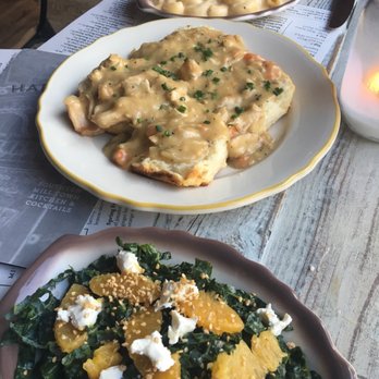 Haberdish - Chicken gravy and biscuits with kale salad and mac - Southern Near Me - Charlotte, North Carolina