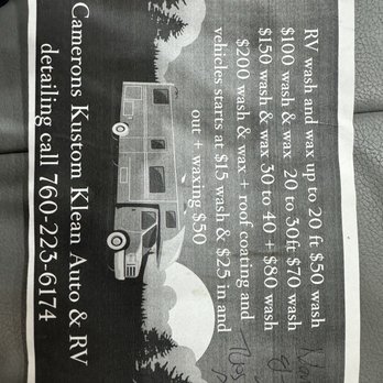 Camerons Kustom Klean - Flyer - Car Wash Near Me Camerons Kustom Klean - Flyer - Car Wash Near Me