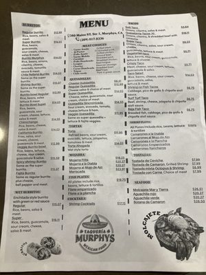 Menu photo 2 Taqueria Murphy’s Murphys, CA Menu photo 2 Taqueria Murphy’s Murphys, CA