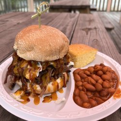 Tony's BBQ - Pulled brisket beef sandwich
