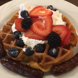 Belgian Waffle. Sausage. Belgian Waffle. Sausage.