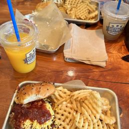 Two Sliders & Waffle Fries - one of each slider type Hickory Bacon Cheeseburger Waffle Fries Arnold Palmer - 12oz Tangerine Juice - 16 oz Two Sliders & Waffle Fries - one of each slider type Hickory Bacon Cheeseburger Waffle Fries Arnold Palmer - 12oz Tangerine Juice - 16 oz