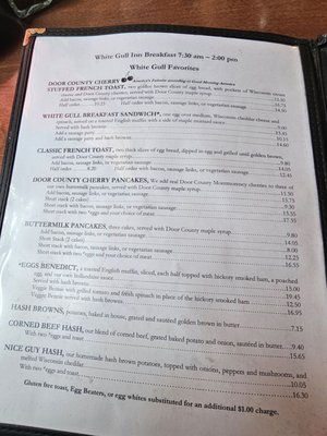 Menu photo 4 White Gull Inn Fish Creek, WI Menu photo 4 White Gull Inn Fish Creek, WI