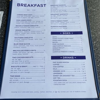 The Blue Hen Cafe - Breakfast menu - Southern Near Me - Saint Augustine, Florida
