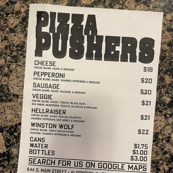 Pizza Pushers - Specials are listed on the board when you go in. - Pizza Near Me - Algonquin, Illinois