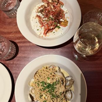 Pinyon - Clam pasta and tomato salad - Mediterranean Near Me - Scottsdale, Arizona Pinyon - Clam pasta and tomato salad - Mediterranean Near Me - Scottsdale, Arizona